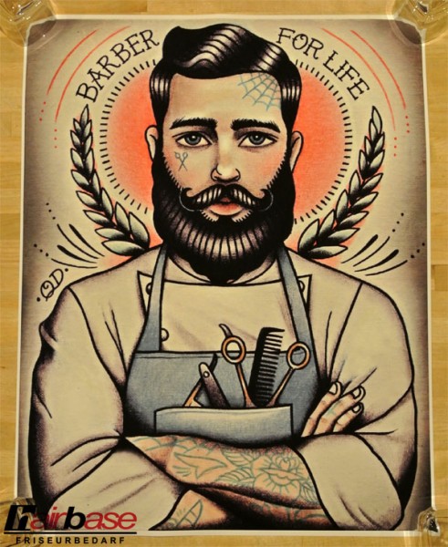 Parlor Tattoo Print - Motiv: Barber For Life - 33x42cm